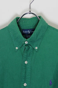 90'S L/S BD SHIRT / GREEN [SIZE: M USED]