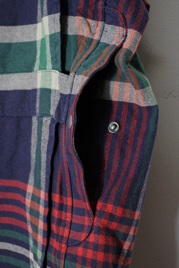 80'S CHECK HUNTING JACKET W/BADGE / NAVY［ SIZE: XL USED ]