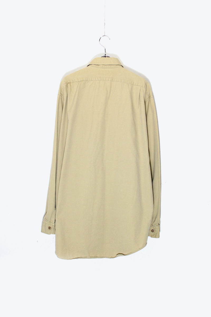 L/S COTTON MILITARY SHIRT / KHAKI [SIZE: L USED]