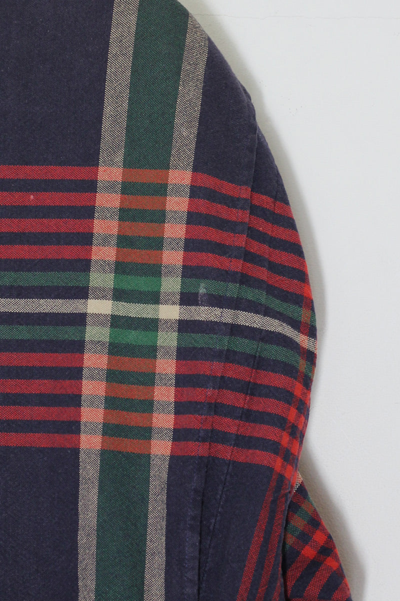 80'S CHECK HUNTING JACKET W/BADGE / NAVY［ SIZE: XL USED ]