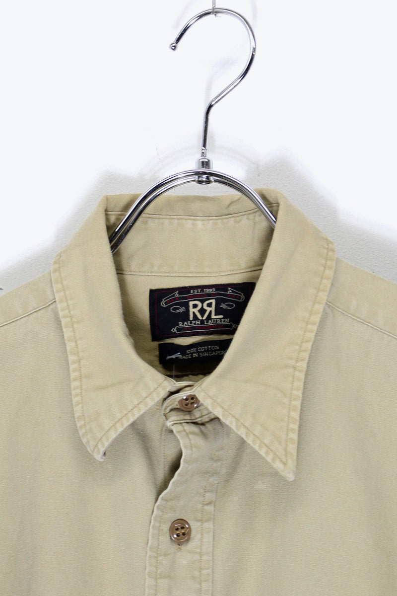 L/S COTTON MILITARY SHIRT / KHAKI [SIZE: L USED]