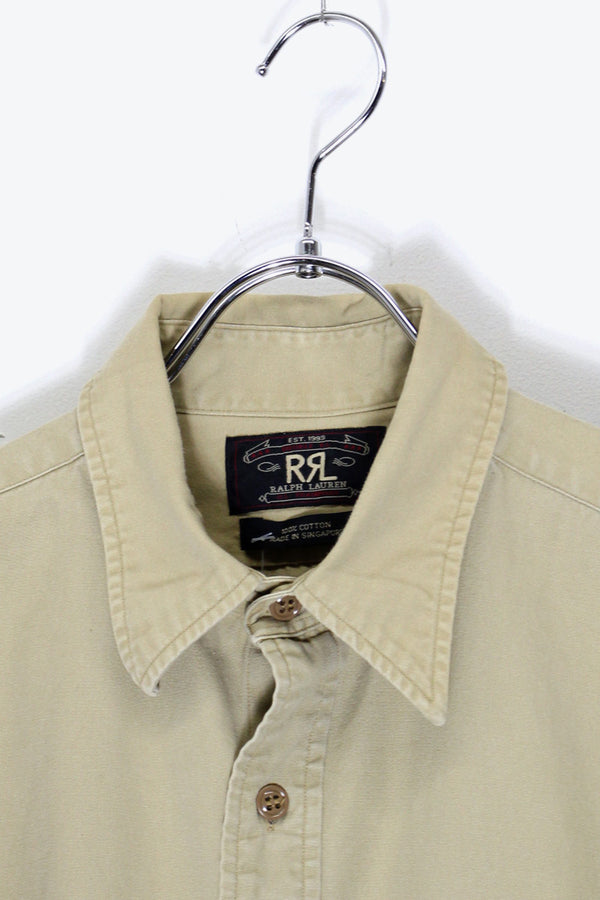 L/S COTTON MILITARY SHIRT / KHAKI [SIZE: L USED]