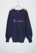 画像をギャラリービューアに読み込む, MADE IN USA 90&#39;S EMBROIDERY REVERSE WEAVE SWEATSHIRT / NAVY/PURPLE [SIZE: L USED]
