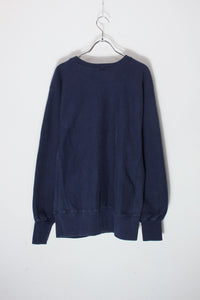 MADE IN USA 90'S EMBROIDERY REVERSE WEAVE SWEATSHIRT / NAVY/PURPLE [SIZE: L USED]