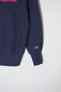 MADE IN USA 90'S EMBROIDERY REVERSE WEAVE SWEATSHIRT / NAVY/PURPLE [SIZE: L USED]