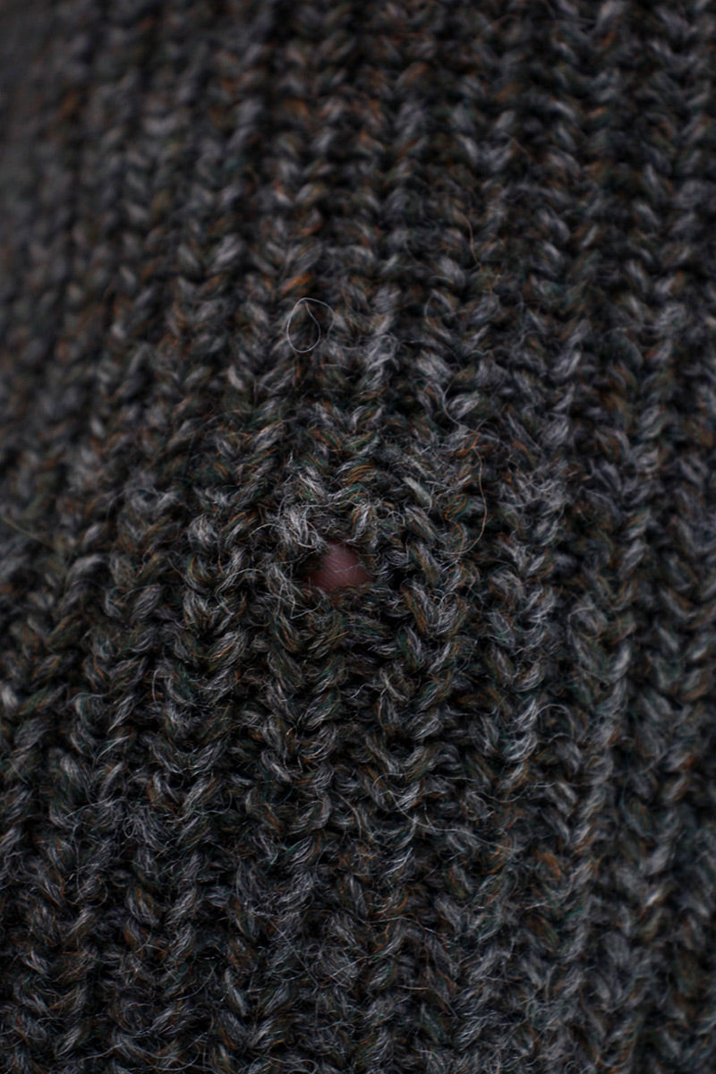 MADE IN ENGLAND 90'S MELANGE WOOL KNIT SWEATER / KHAKI MELANGE [SIZE: M USED]