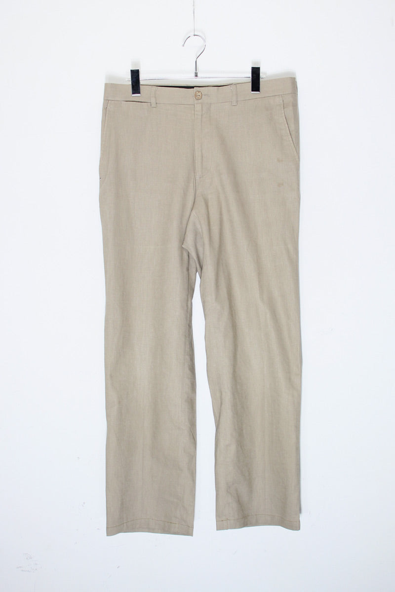 LINEN SLACKS PANTS / BEIGE [SIZE: 31相当 USED]