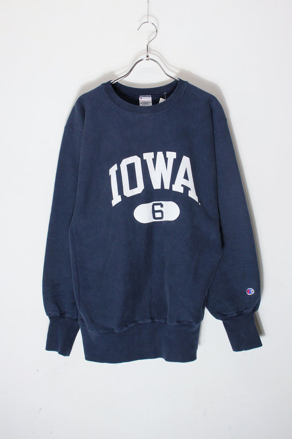 MADE IN MEXICO 90'S IOWA UNIVERSITY REVERSE WEAVE SWEATSHIRT / NAVY [SIZE: L USED]
