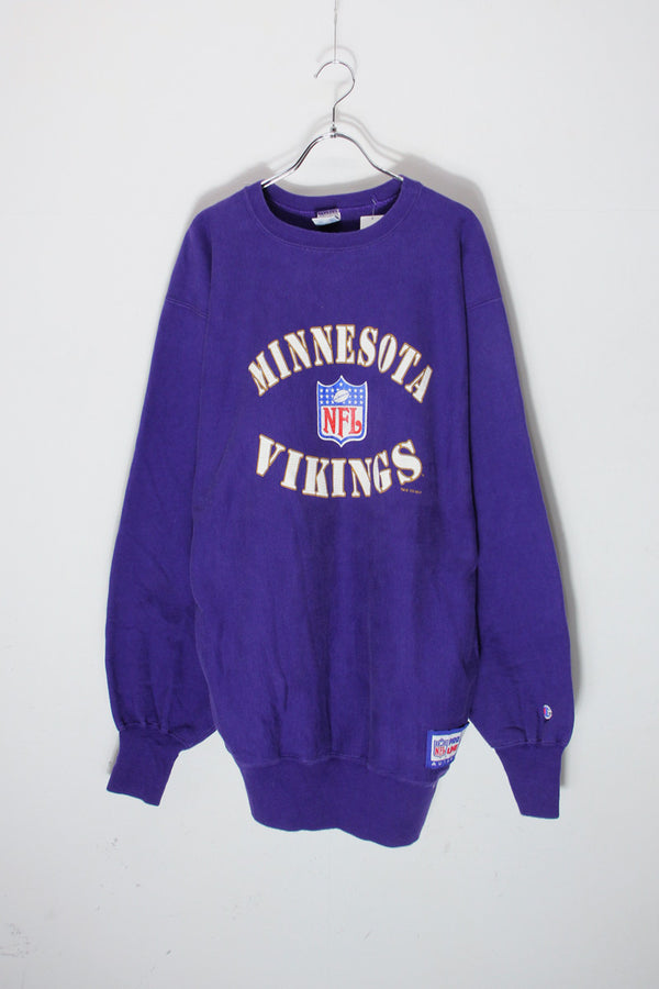 MADE IN USA 94'S NFL VIKINGS REVERSE WEAVE SWEATSHIRT / PURPLE [SIZE: 2XL USED]