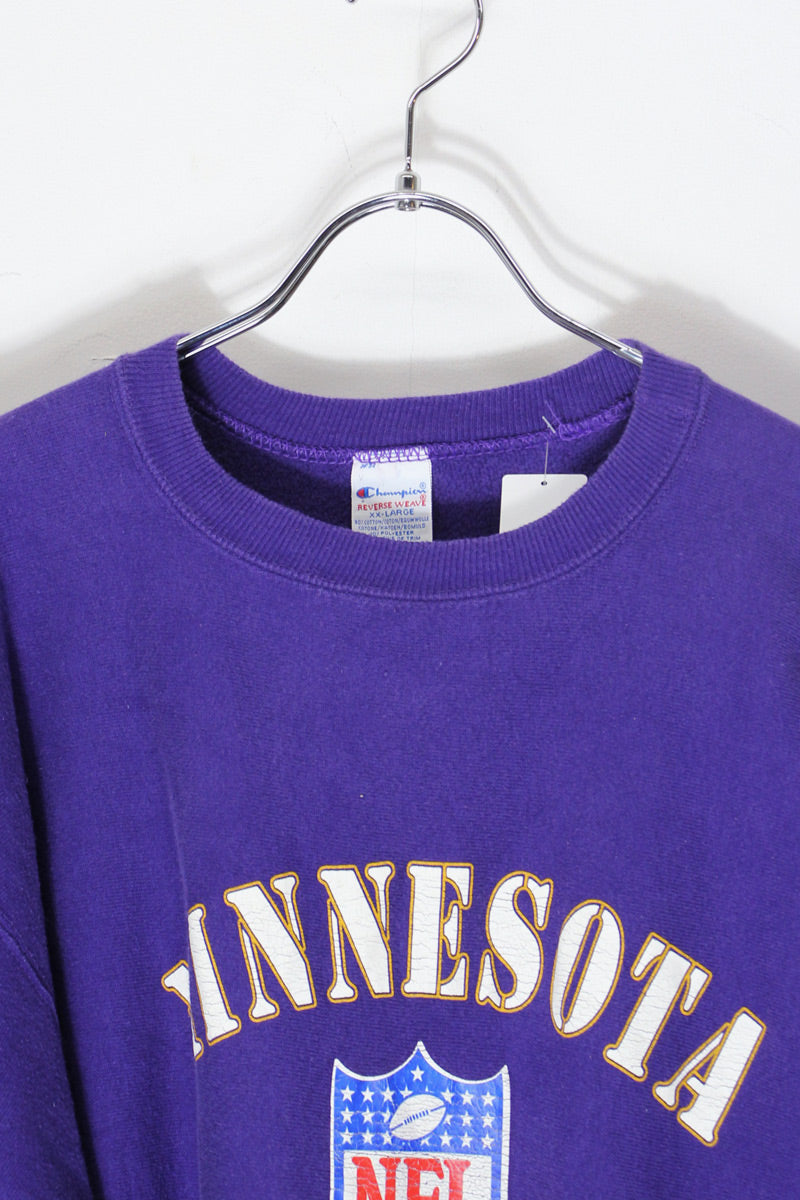 MADE IN USA 94'S NFL VIKINGS REVERSE WEAVE SWEATSHIRT / PURPLE [SIZE: 2XL USED]
