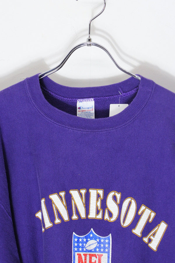 MADE IN USA 94'S NFL VIKINGS REVERSE WEAVE SWEATSHIRT / PURPLE [SIZE: 2XL USED]