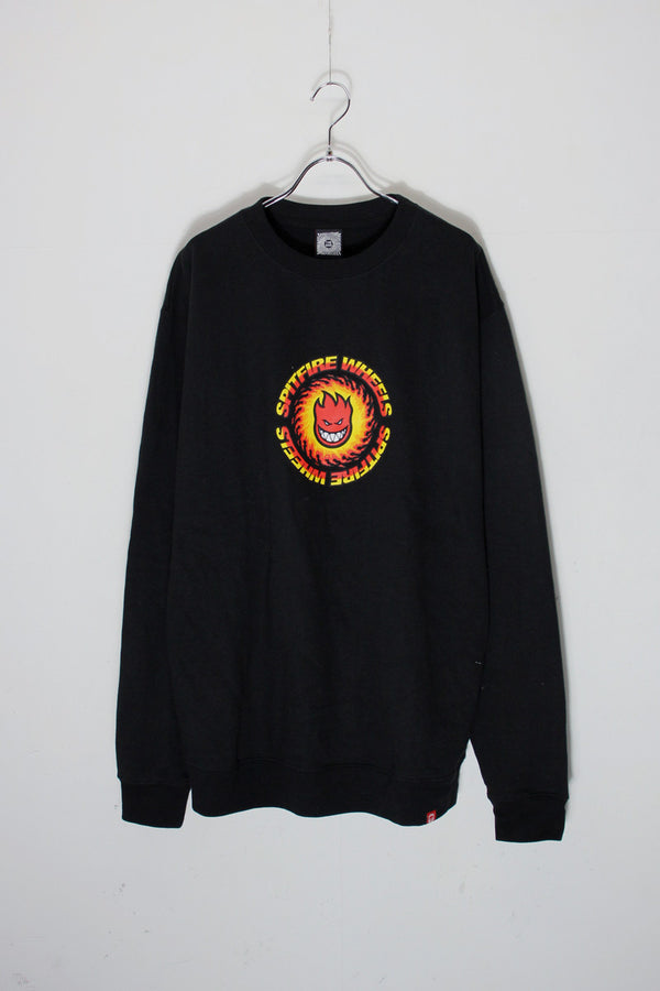 SPITFIRE WHEELS PRINT SWEATSHIRT / BLACK/ORANGE [SIZE: L USED]