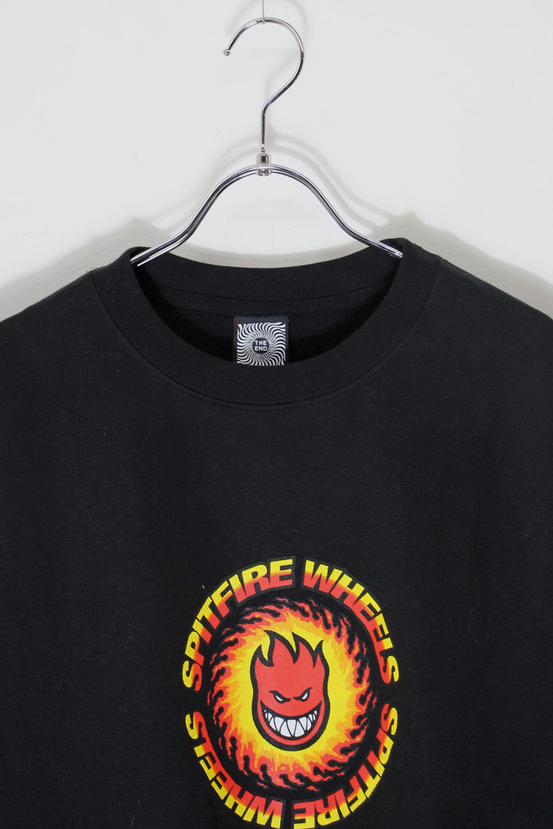 SPITFIRE WHEELS PRINT SWEATSHIRT / BLACK/ORANGE [SIZE: L USED]