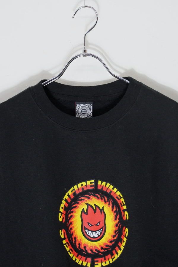 SPITFIRE WHEELS PRINT SWEATSHIRT / BLACK/ORANGE [SIZE: L USED]