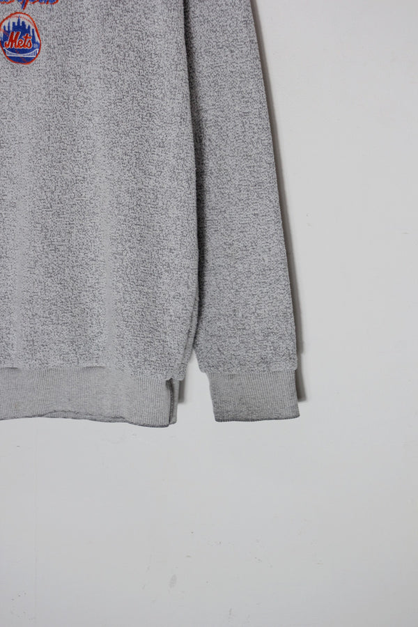 90'S NY METS MELANGE PILE SWEATSHIRT / GREY [SIZE: L equivalent USED]