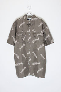 S/S B.D FISH BONE PATTERN FISHING SHIRT / KHAKI MULTI [SIZE: L USED]