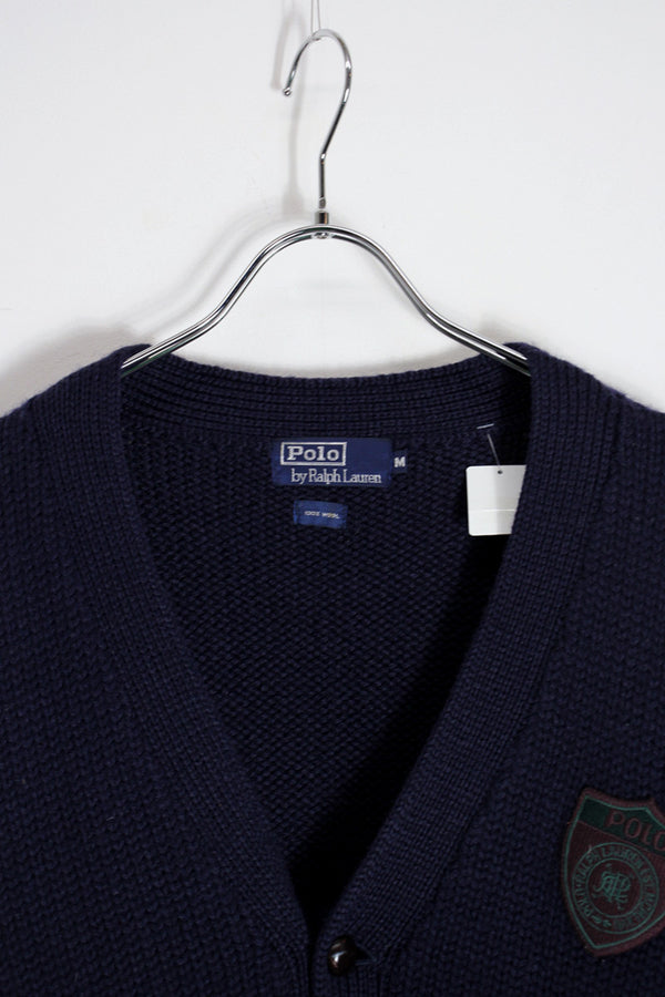 90년대 POLO 와펜 울 니트 가디건 / 네이비 [사이즈: M USED]