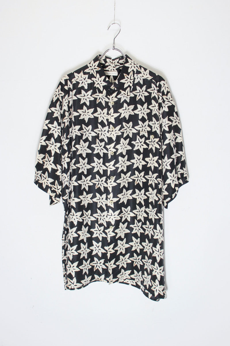 S/S FLORAL SILK SHIRT / BLACK [SIZE: L USED]