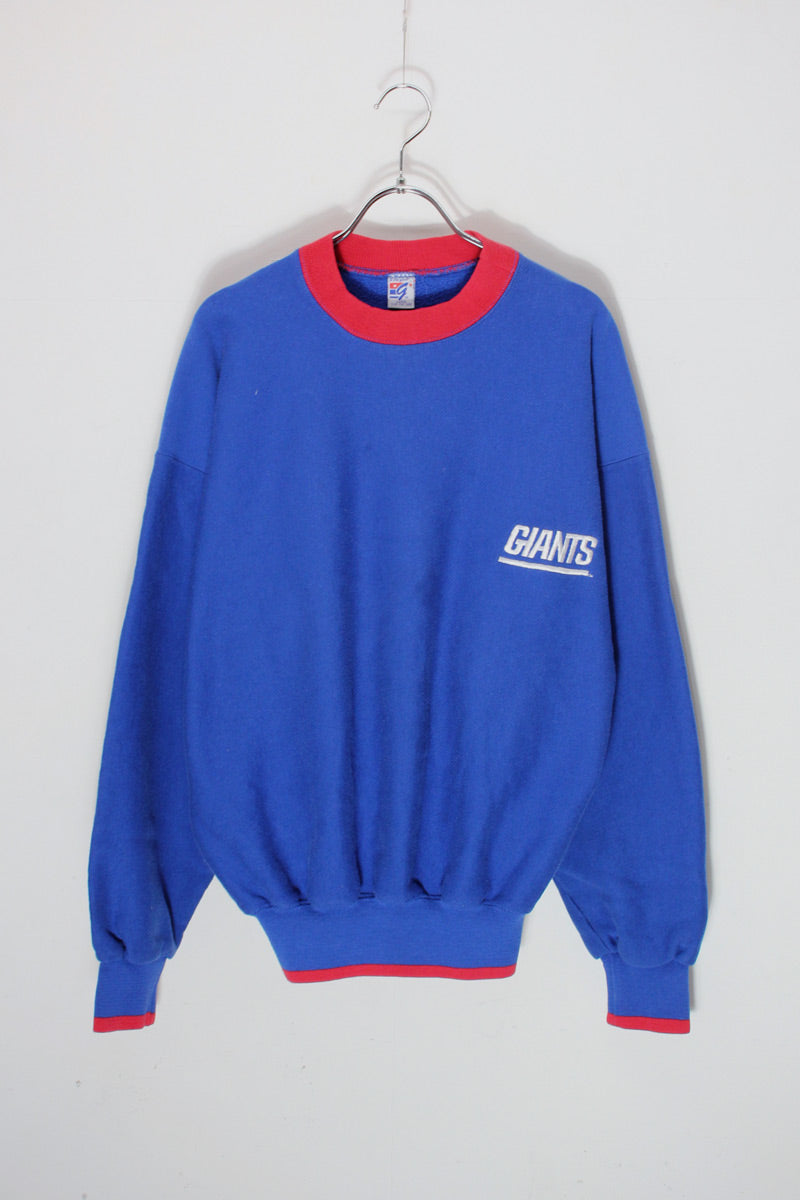 MADE IN USA 90'S NY GIANTS SWITCHING COLOR SWEAT SHIRT / RED/BLUE [SIZE: L USED]