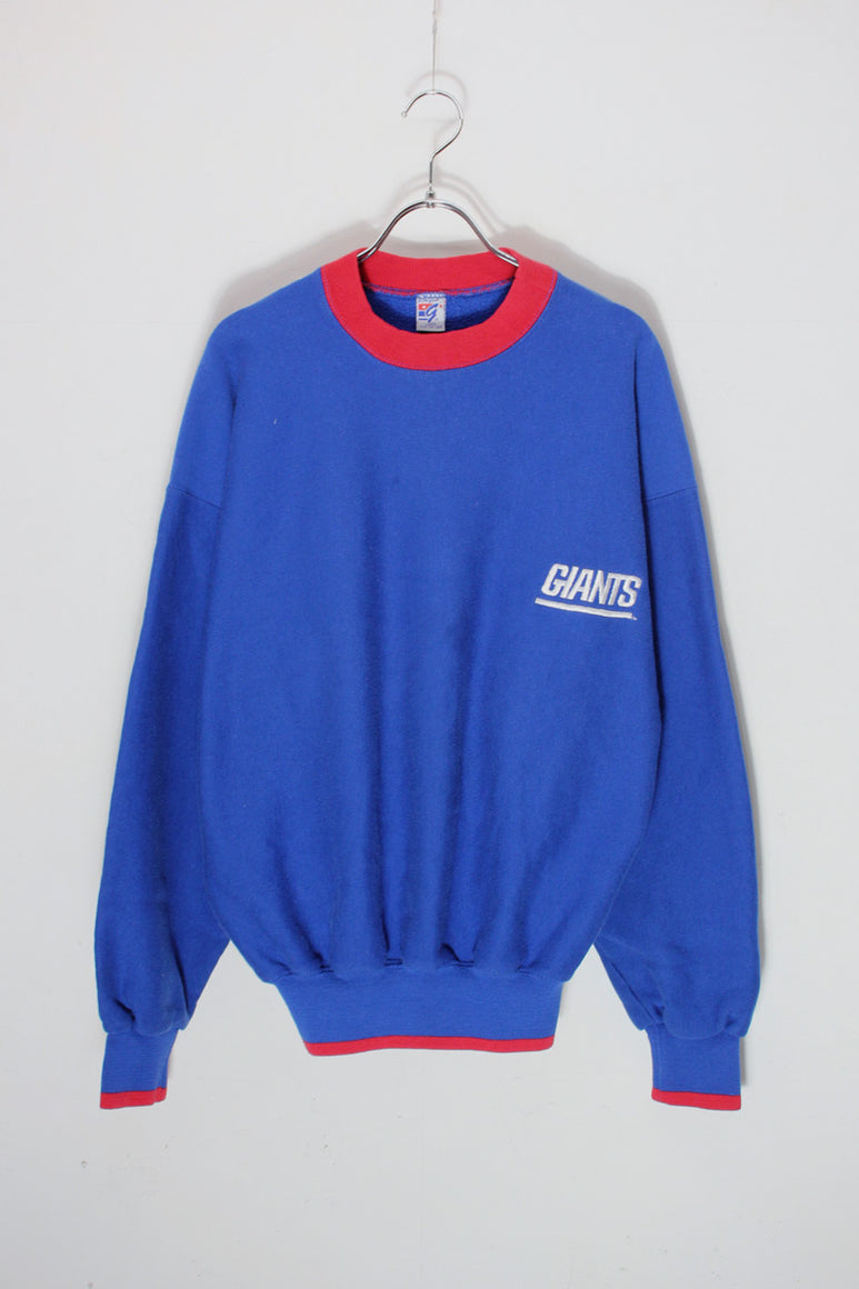 MADE IN USA 90'S NY GIANTS SWITCHING COLOR SWEAT SHIRT / RED/BLUE [SIZE: L USED]
