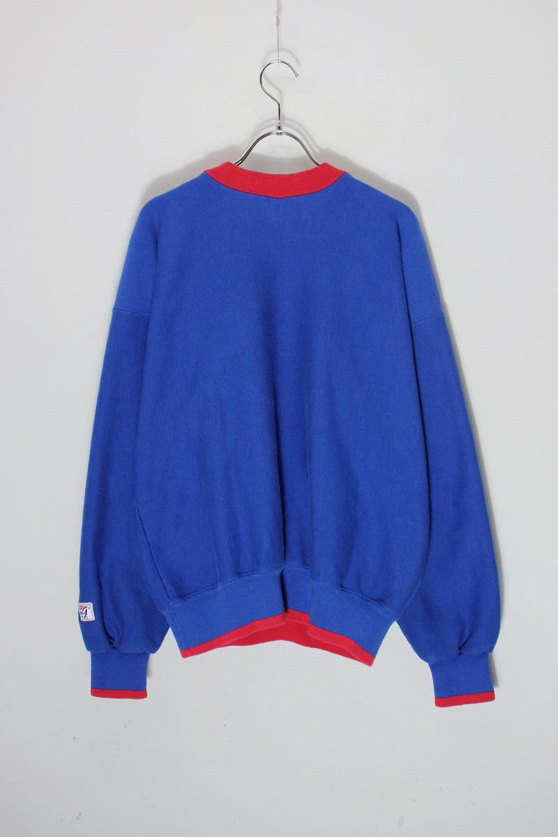 MADE IN USA 90'S NY GIANTS SWITCHING COLOR SWEAT SHIRT / RED/BLUE [SIZE: L USED]