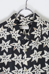 S/S FLORAL SILK SHIRT / BLACK [SIZE: L USED]