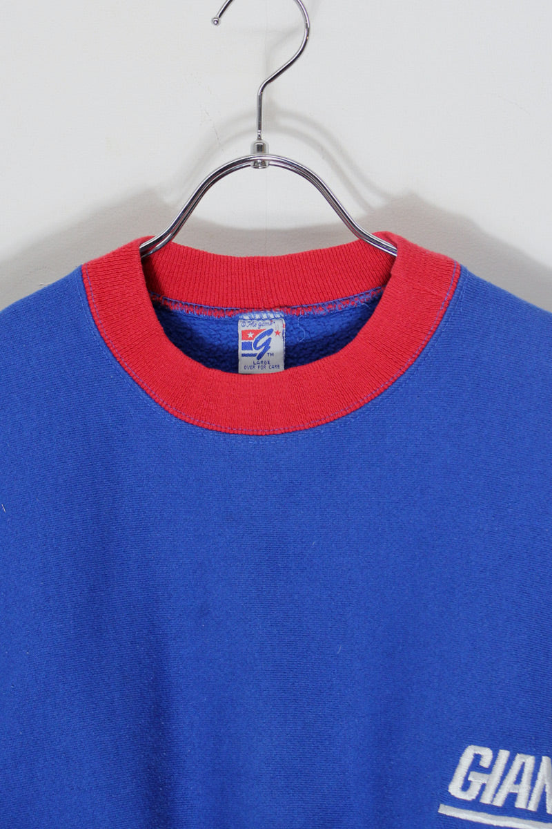 MADE IN USA 90'S NY GIANTS SWITCHING COLOR SWEAT SHIRT / RED/BLUE [SIZE: L USED]