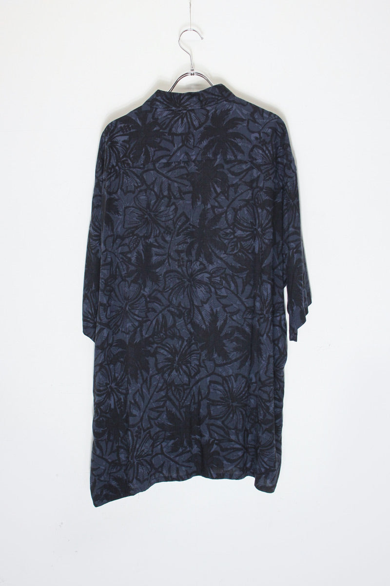 S/S RAYON PATTERN SHIRT / BLACK / NAVY [SIZE: XL USED]
