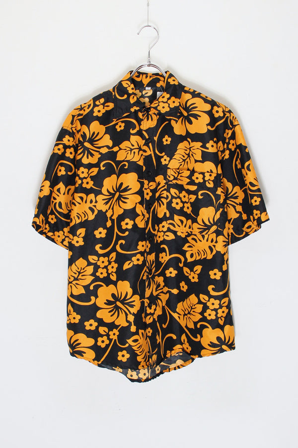 FLOWER PATTERN S/S SHIRT / BLACK/ORANGE [SIZE: S USED]