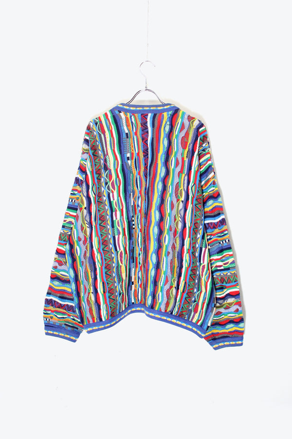 MADE IN CANADA 90s 3D DESIGN COTTON KNIT SWEATER / BLUE [SIZE: L USED]