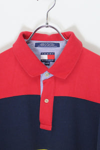 90'S S/S BORDER POLO SHIRT / MULTI [SIZE: XL USED]