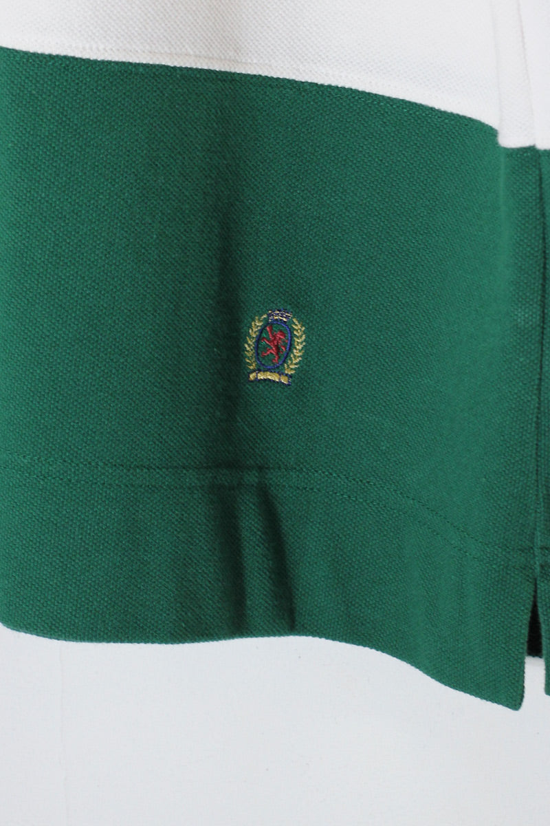 90'S S/S BORDER POLO SHIRT / MULTI [SIZE: XL USED]