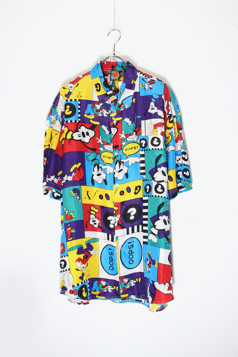 90'S S/S SILK PATTERN SHIRT / MULTI [SIZE: L USED]