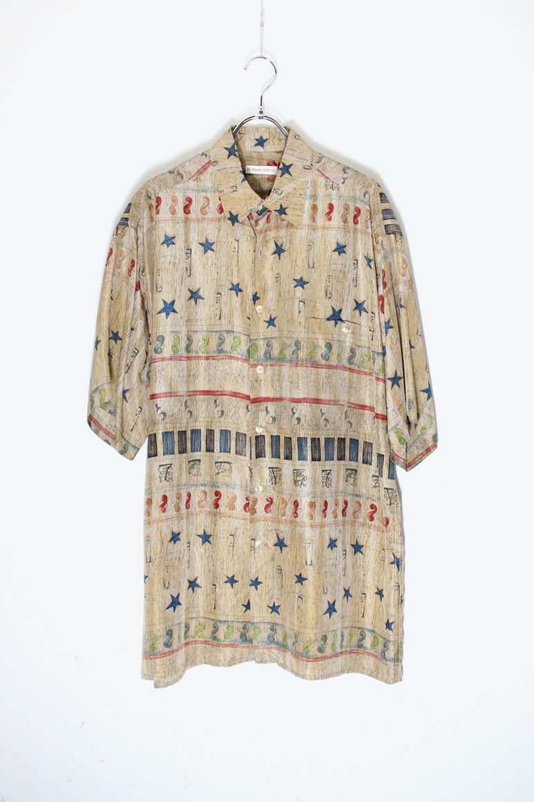 S/S DESIGN SILK SHIRT / BEIGE [SIZE: M USED]