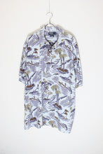 画像をギャラリービューアに読み込む, 90&#39;S S/S COTTON HAWAIIAN SHIRT / GRAY LAVENDER [SIZE: XL USED]
