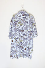 画像をギャラリービューアに読み込む, 90&#39;S S/S COTTON HAWAIIAN SHIRT / GRAY LAVENDER [SIZE: XL USED]
