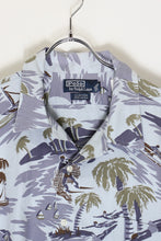 画像をギャラリービューアに読み込む, 90&#39;S S/S COTTON HAWAIIAN SHIRT / GRAY LAVENDER [SIZE: XL USED]
