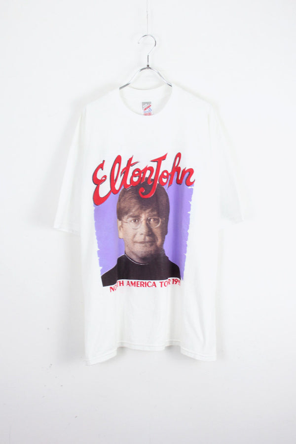 MADE IN USA 95'S ELTON JOHN NORTH AMERICA TOUR TEE SHIRT / WHITE [SIZE: XL DEAD STOCK]