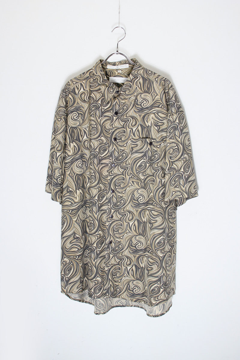 S/S PATTERN SILK SHIRT / KHAKI [SIZE: XL USED]