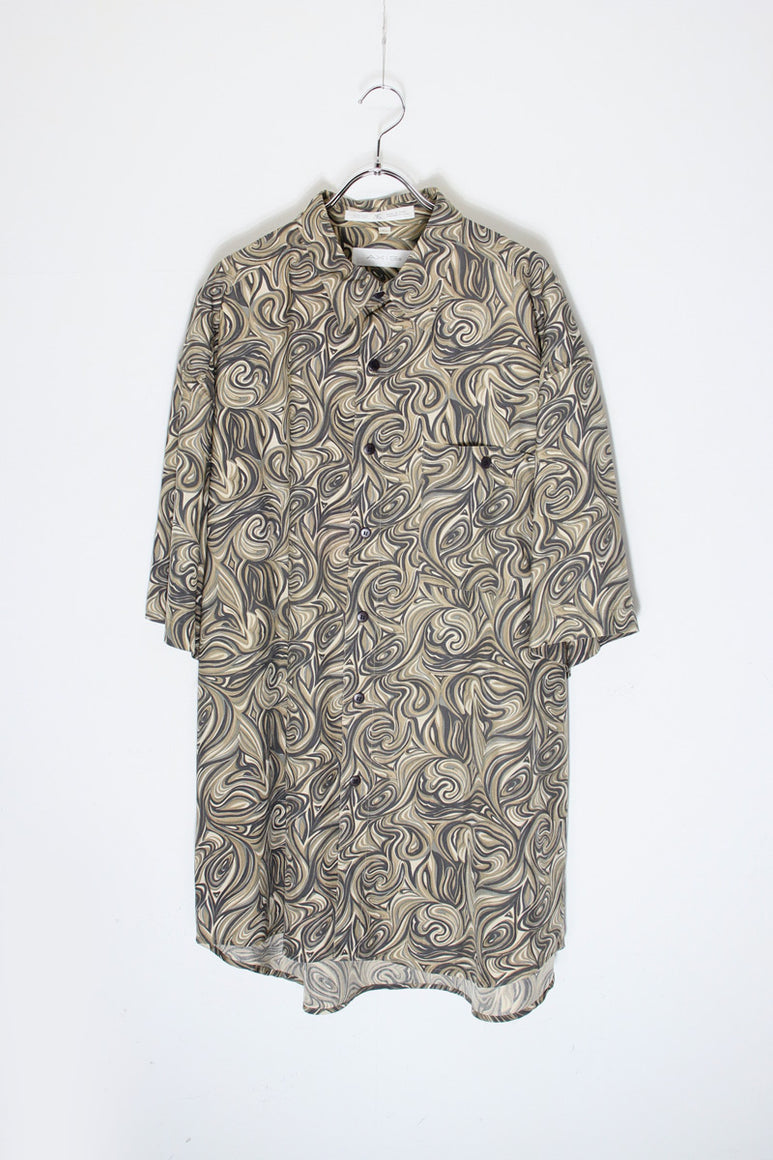 S/S  PATTERN SILK SHIRT / KHAKI [SIZE: XL USED]