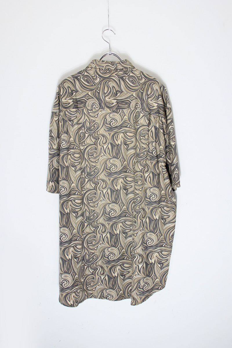S/S PATTERN SILK SHIRT / KHAKI [SIZE: XL USED]