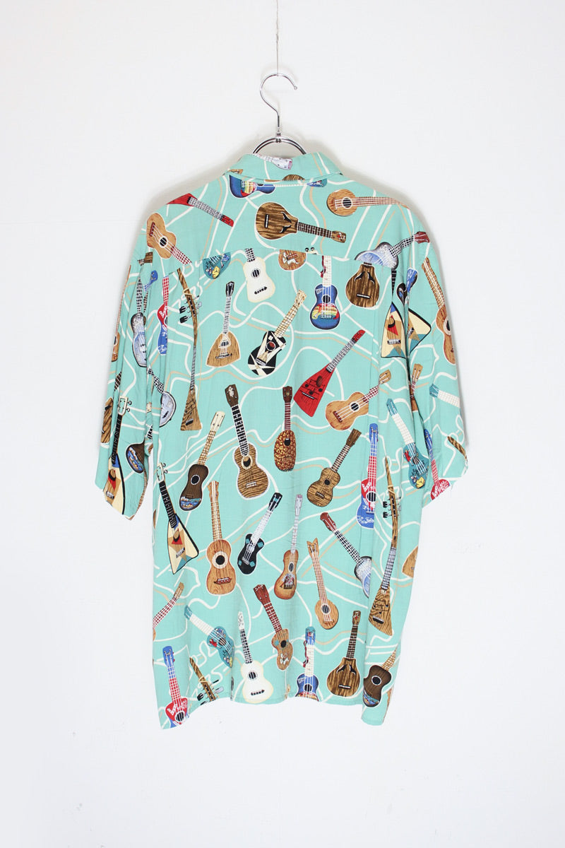 MADE IN HAWAII 90'S S/S HAWAIIAN SHIRT / MINT GREEN [SIZE: L USED]