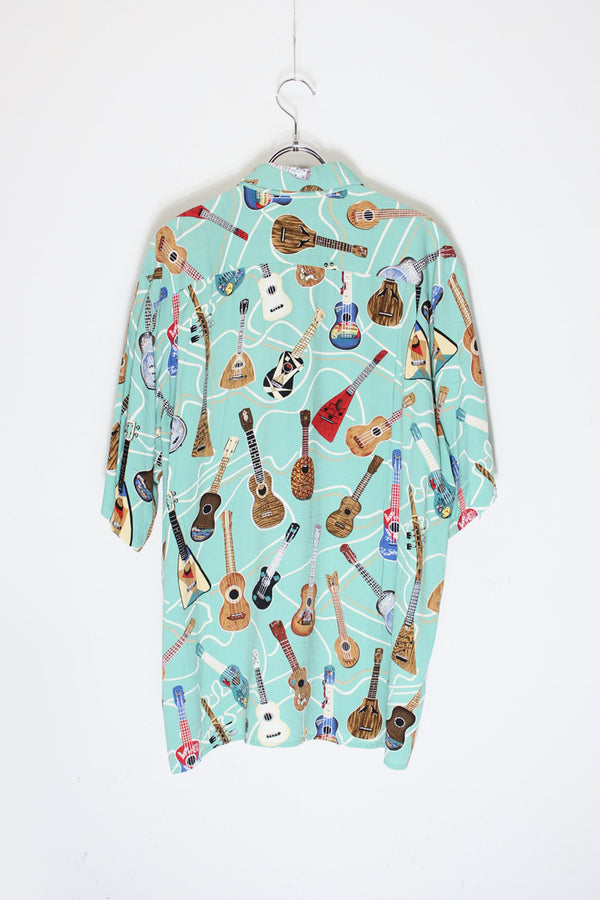 MADE IN HAWAII 90'S S/S HAWAIIAN SHIRT / MINT GREEN [SIZE: L USED]