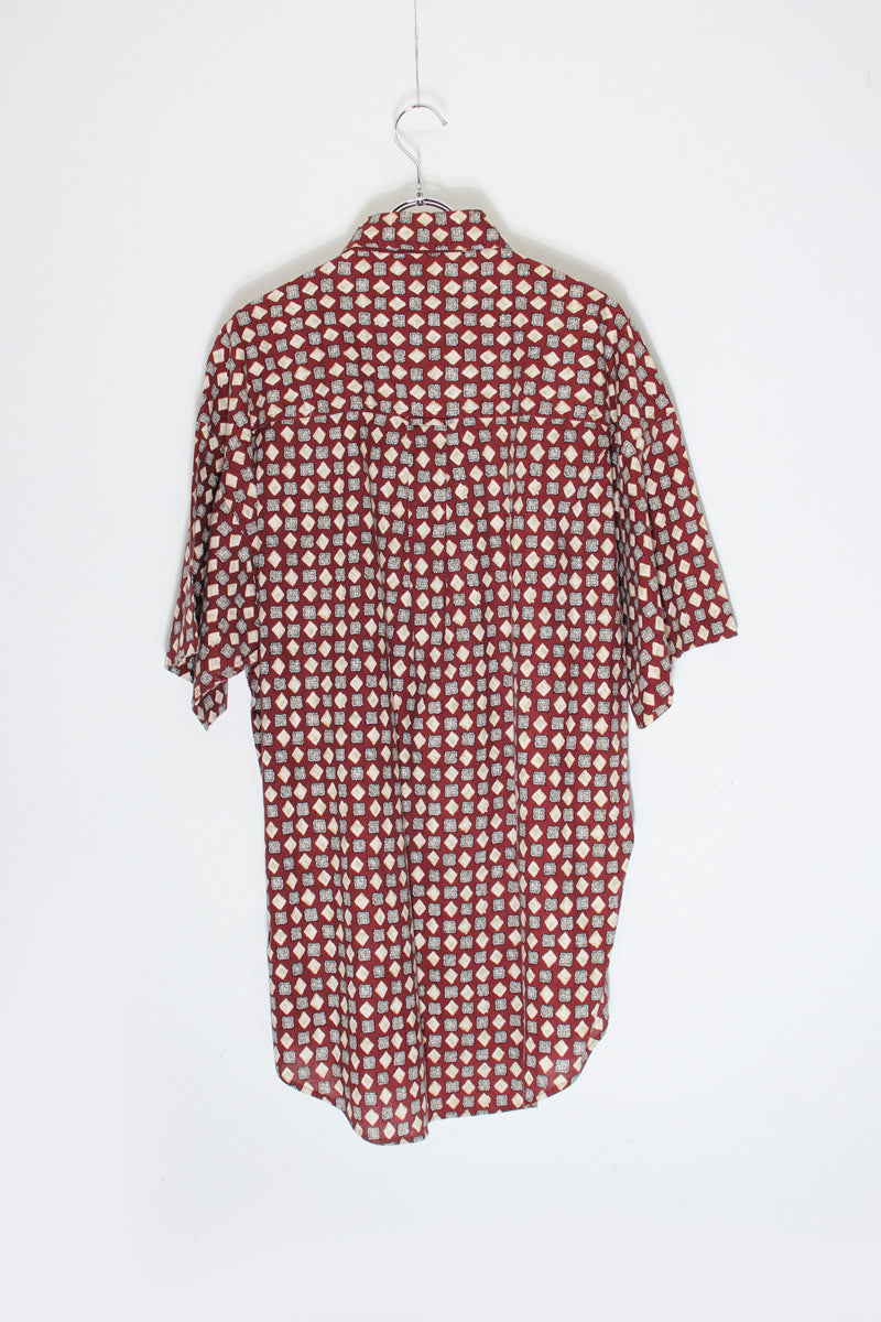 90'S S/S PATTERN SHIRT / BURGUNDY [SIZE: L USED]