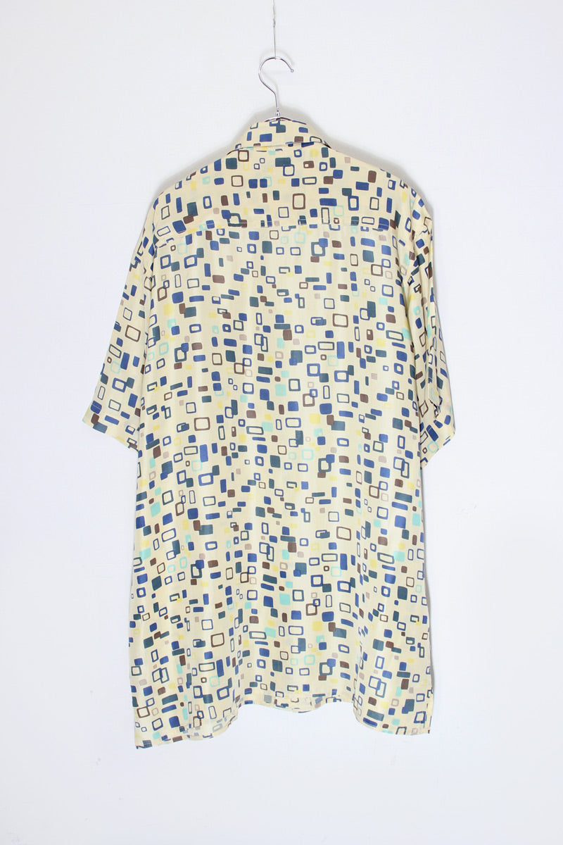 90'S S/S PATTERN SILK SHIRT / IVORY [SIZE: Equivalent to XL USED]
