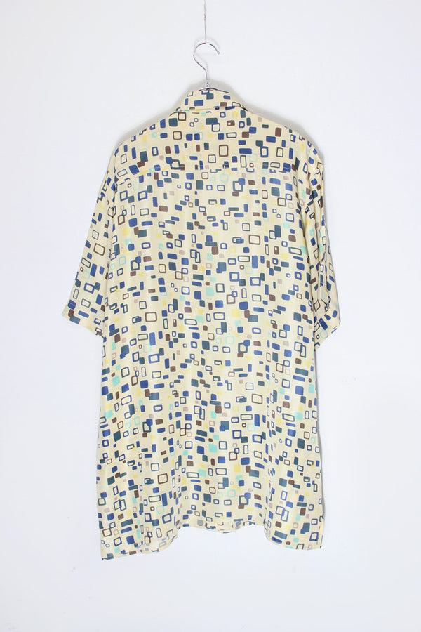 90'S S/S PATTERN SILK SHIRT / IVORY [SIZE: Equivalent to XL USED]