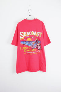 MADE IN USA 90'S HARLEY DAVIDSON SEACOAST TEE SHIRT / PINK [SIZE: XL USED]