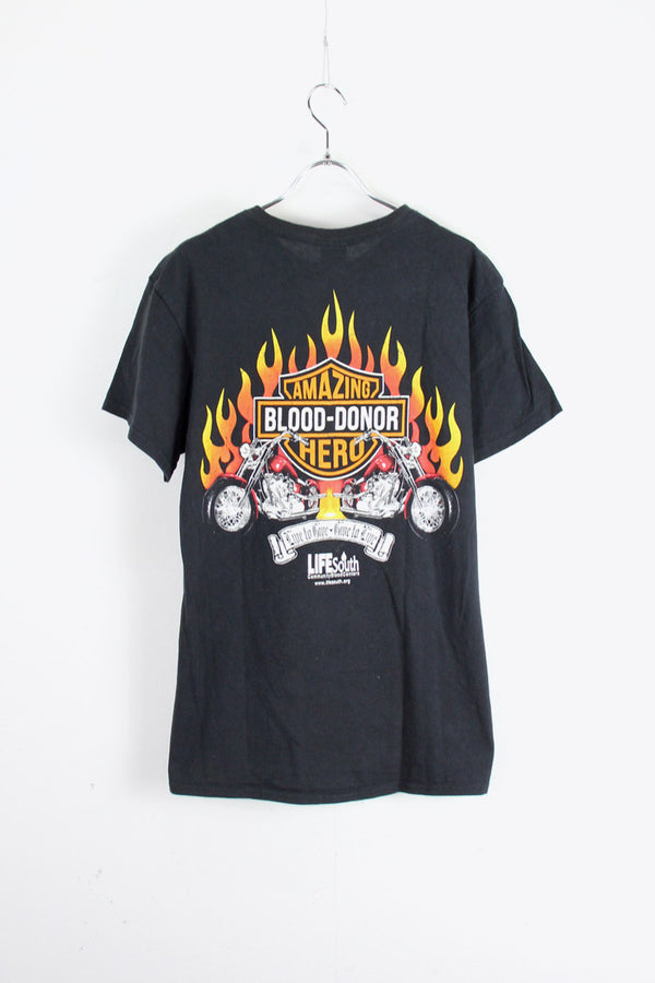 HARLEY DAVIDSON AMAZING HERO TEE SHIRT / BLACK [SIZE: M USED]
