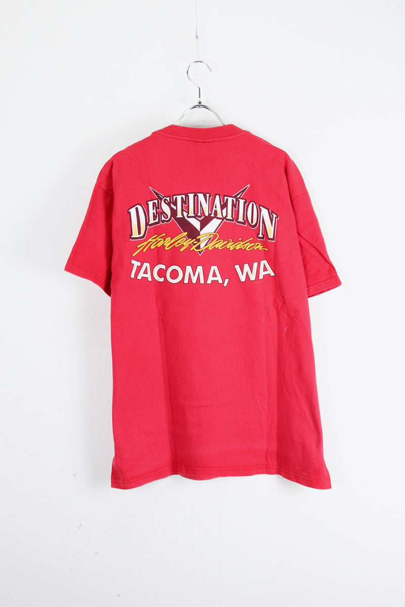 MADE IN USA 90'S DESTINATION TEE SHIRT / RED [SIZE: L USED]
