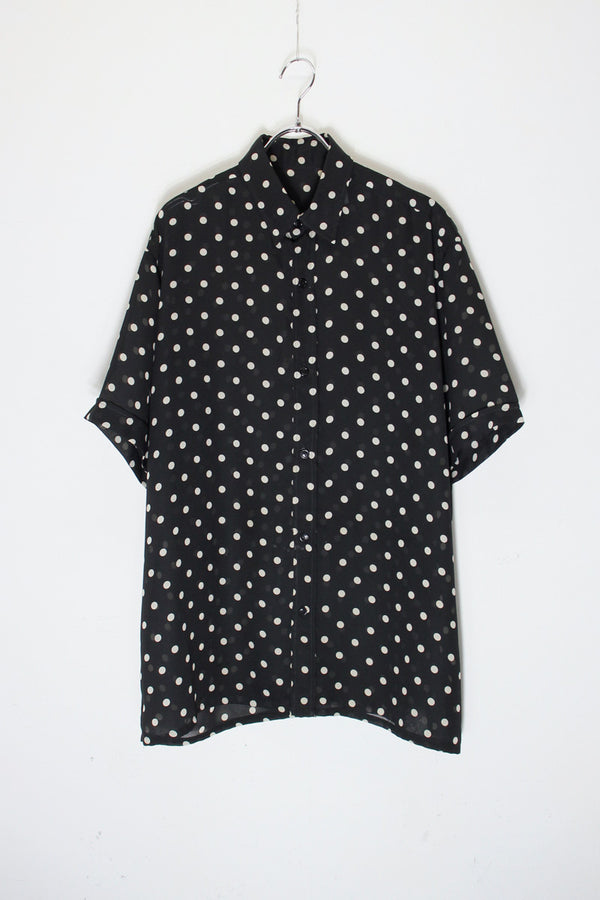 70'S S/S DOTS SHIRT / BLACK/WHITE [SIZE: M equivalent USED]
